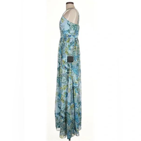 NWT Lulus Lilja Blue Floral Print Maxi Dress | Medium - Picture 8 of 10